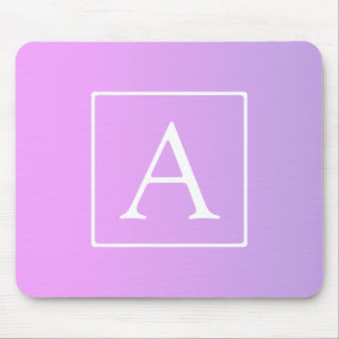 Einfaches Monogramm Subtiles Rosa/Lila Ombre Mousepad