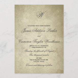 Einfaches Monogramm Vintage Papier Hochzeit Einladung