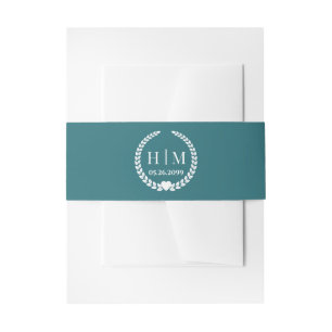 Einfaches Monogramm von Eleganbrücken und Groom-In Einladungsbanderole