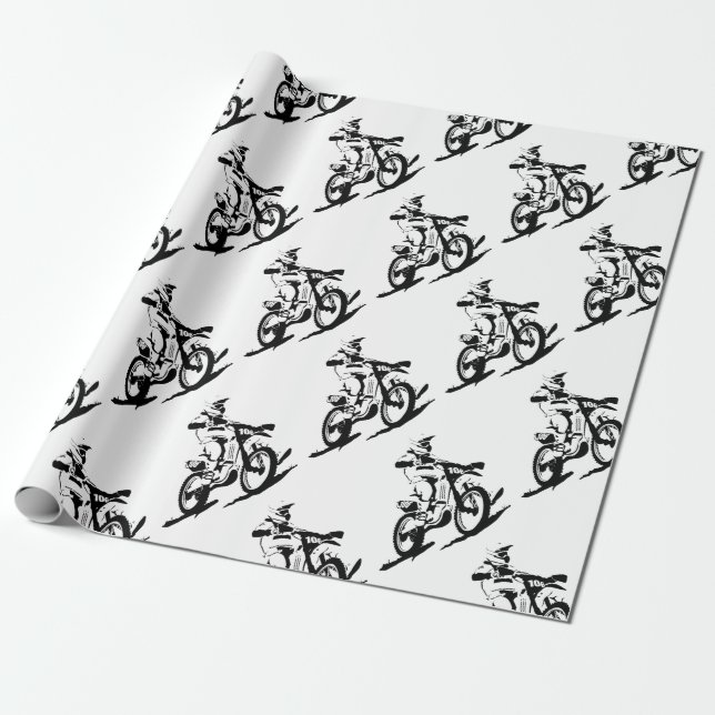 Einfaches Motorcross Fahrrad und Reiter Geschenkpapier (Ungerollt)