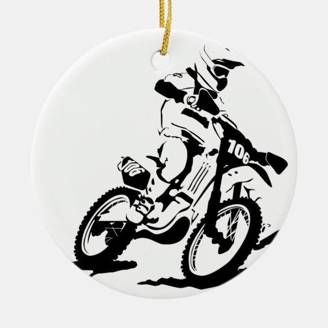 Einfaches Motorcross Fahrrad und Reiter Keramikornament (Vorne)