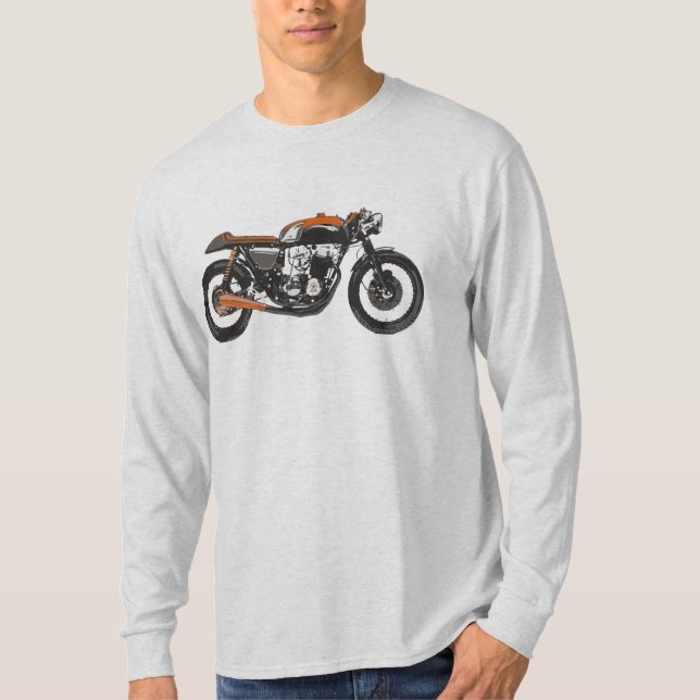 Einfaches Motorrad - Caféracer-Zeichnen T-Shirt (Vorderseite)