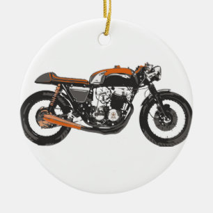 Einfaches Motorrad - zeichnender CaféRacer 750 Keramik Ornament