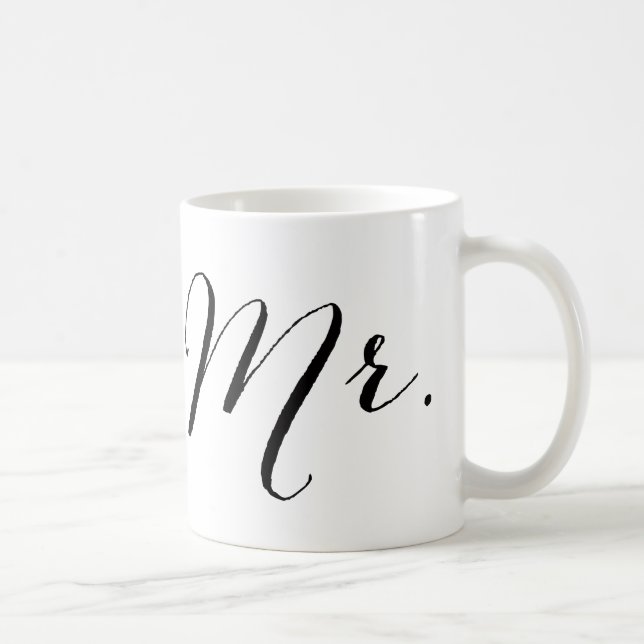 Einfaches Mr. Script Stilvoll Modernes Groom Weddi Tasse (Rechts)