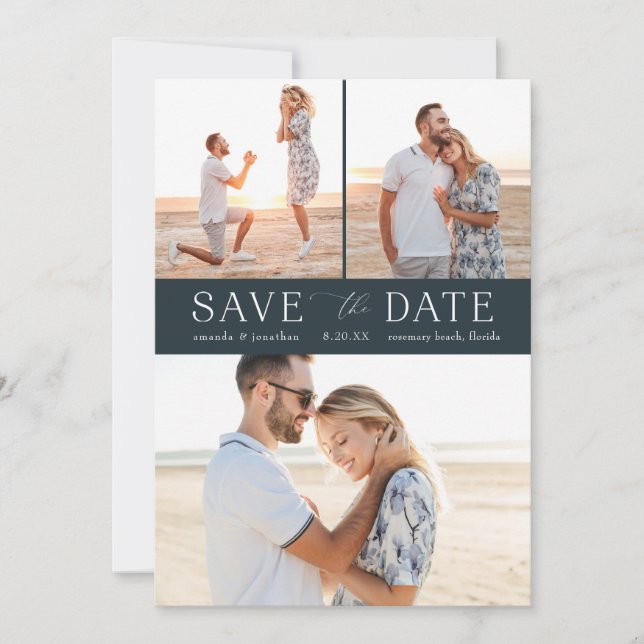 Einfaches Multi-Foto Save the Date Einladung (Vorderseite)