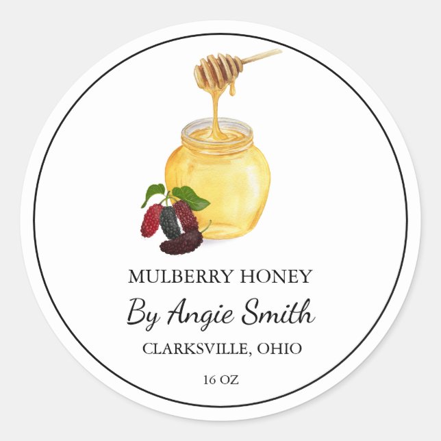 Einfaches Multiberry-Infused-Honey-Label Runder Aufkleber (Vorderseite)