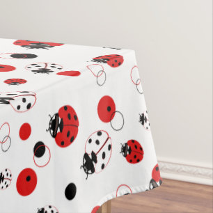 Einfaches Muster aus Rot, Schwarz und Weiß Tischdecke