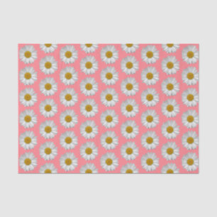 Einfaches Muster der weißen Daisy-Blume Blush Pink Seidenpapier