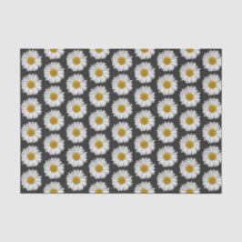 Einfaches Muster der White Daisy-Blume auf Black Seidenpapier