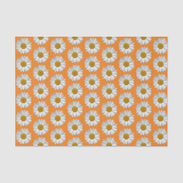 Einfaches Muster der White Daisy-Blume auf Orange Seidenpapier (Vorderseite)