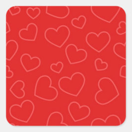 Einfaches Muster eines roten Herzens Quadratischer Aufkleber