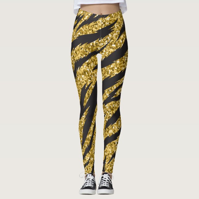 einfaches Muster goldener Tigerstreifen Leggings (Vorderseite)