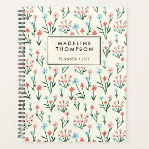 Einfaches Muster pastellrosa Blumen Planer