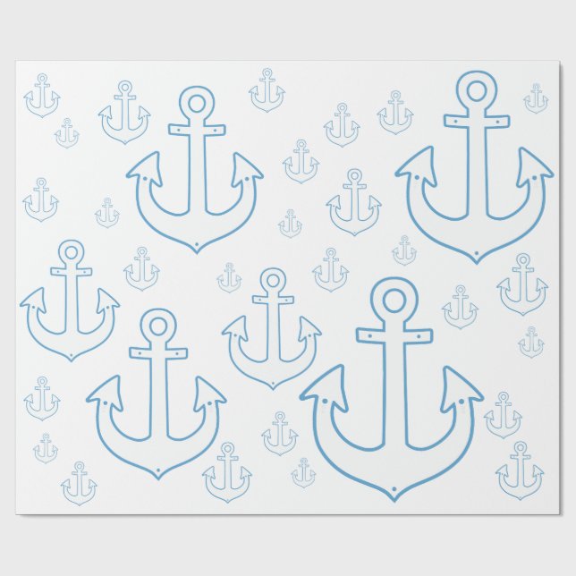 Einfaches Muster weißer Anker Geschenkpapier (Flach)