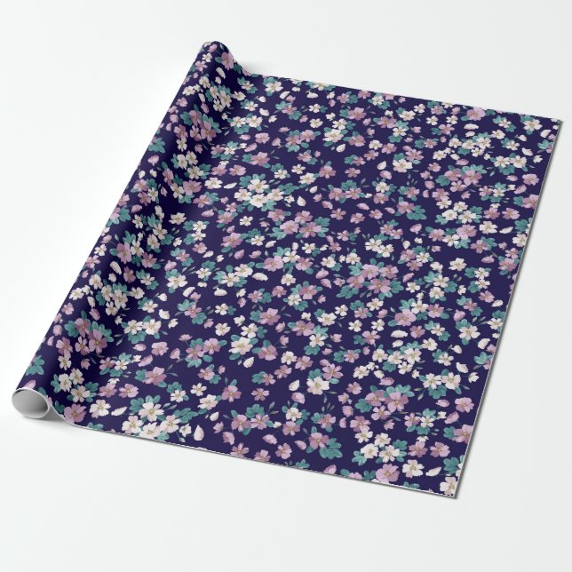 Einfaches, nahtloses Blumenmuster mit hellen Farbt Geschenkpapier (Ungerollt)