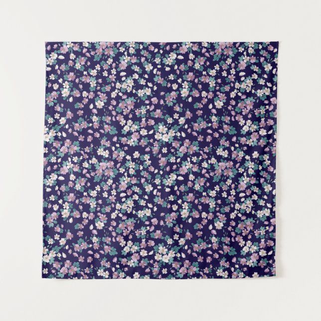 Einfaches, nahtloses Blumenmuster mit hellen Farbt Wandteppich (Vorderseite)