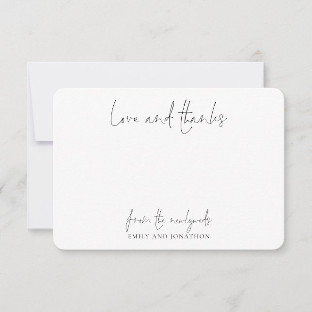 Einfaches Namensskript für die Hochzeit neuer Lieb Dankeskarte (Vorderseite)