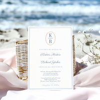 Einfaches nautisches Monogramm Blau-Weiße Hochzeit