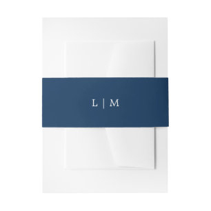 Einfaches Navy Blau Monogramm Elegante Hochzeit Einladungsbanderole