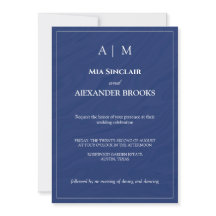 Einfaches Navy Blau Monogramm Elegante Hochzeitsei
