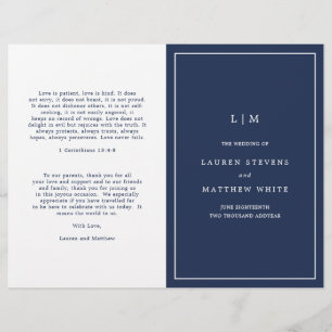 Einfaches Navy-Blau-Monogramm Elegantes Hochzeitsp