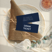 Einfaches Navy Blue New Wedding Drink Ticket
