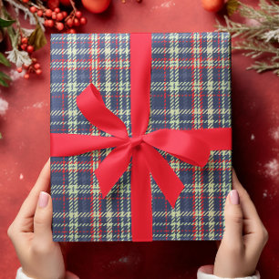 Einfaches Navyblau-Rot-Rustikales Karomuster  Geschenkpapier
