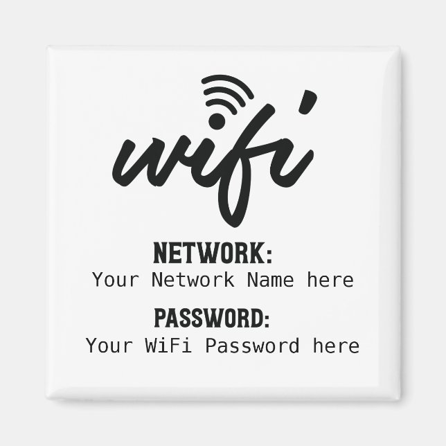 Einfaches Netzwerkkennwort für WiFi Details Magnet (Vorne)