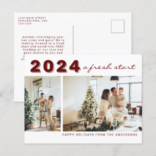 Einfaches Neues Jahr - Zwei Foto Urlaub Postkarte