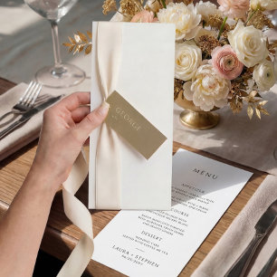 Einfaches neutrales schwarz-weißes Hochzeitsmenü Menükarte