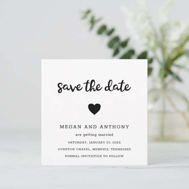 Einfaches Niedlich Heart Foto Moderne Hochzeit Save The Date (Stehend Vorderseite)