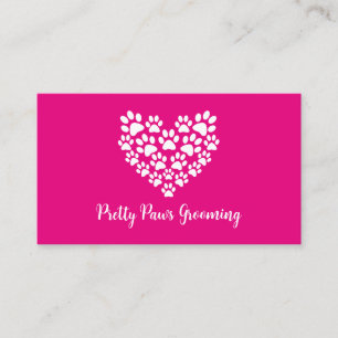 Einfaches Niedlicher Hund Groomer Pink Paw Prinz H Visitenkarte