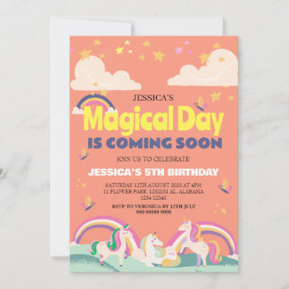 Einfaches Niedliches Girl Foto Unicorn Erstgeburte Einladung