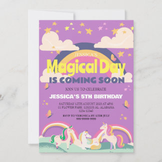 Einfaches Niedliches Girl Foto Unicorn Erstgeburte Einladung