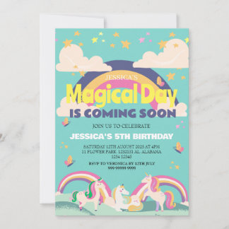 Einfaches Niedliches Girl Foto Unicorn Erstgeburte Einladung