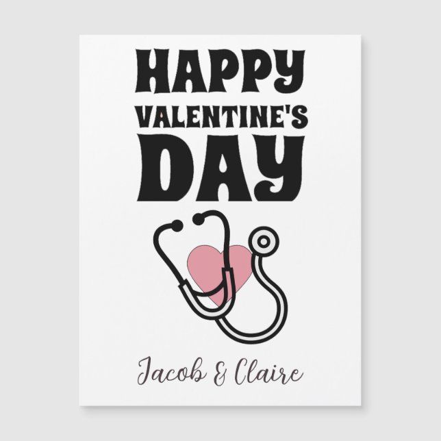 Einfaches Niedliches Herz Happy Valentines Day Cou Magnetkarte (Vorderseite)