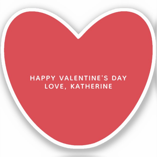 Einfaches niedliches Herz personalisiert Valentins Aufkleber (Vorderseite)