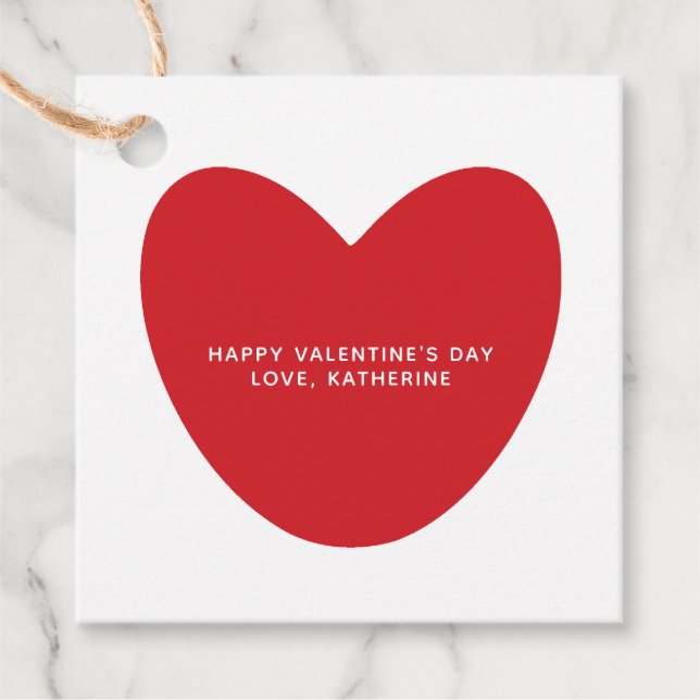 Einfaches niedliches Herz personalisiert Valentins Geschenkanhänger (Vorderseite)