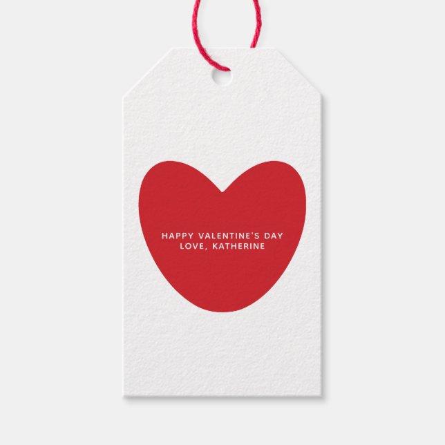 Einfaches niedliches Herz personalisiert Valentins Geschenkanhänger (Vorderseite)