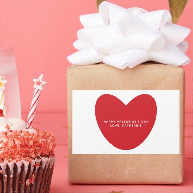 Einfaches niedliches Herz personalisiert Valentins Rechteckiger Aufkleber (Party)