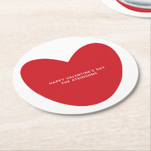 Einfaches niedliches Herz personalisiert Valentins Runder Pappuntersetzer