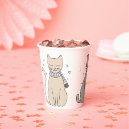 Einfaches niedliches Katzenmiedetier mit Valentini Pappbecher