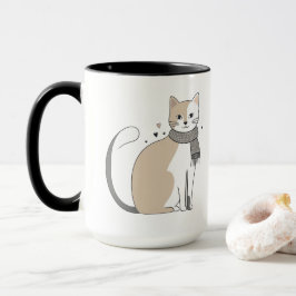 Einfaches niedliches Katzenmiedetier mit Valentini Tasse
