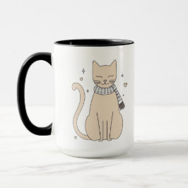 Einfaches niedliches Katzenmiedetier mit Valentini Tasse