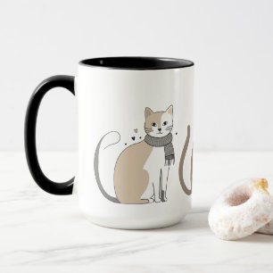 Einfaches niedliches Katzenmiedetier mit Valentini Tasse