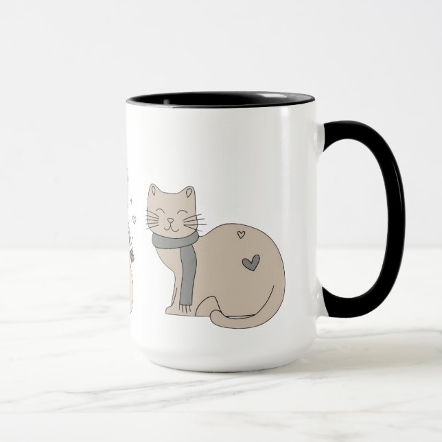 Einfaches niedliches Katzenmiedetier mit Valentini Tasse (Rechts)