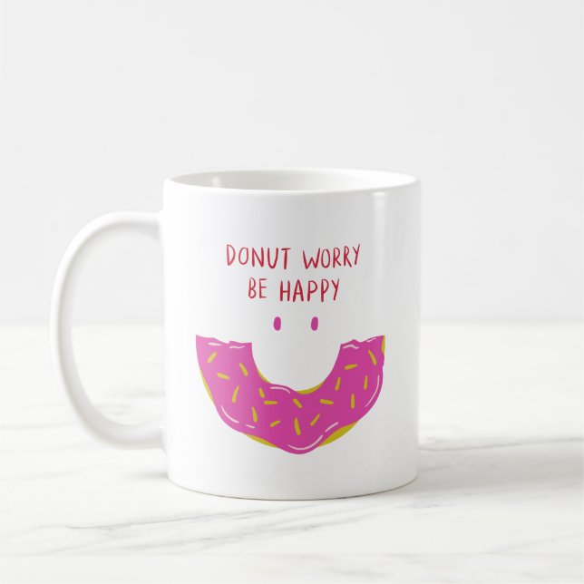 Einfaches Niedliches Lächeln Sprinkle Pink Donuts  Kaffeetasse (Links)