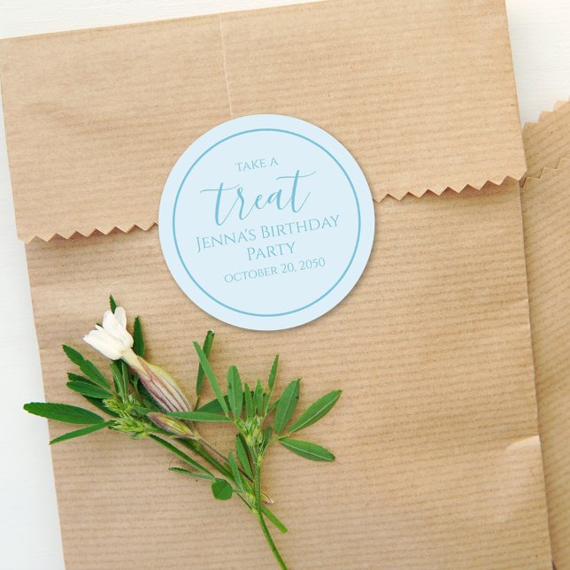 Einfaches Niedliches Party-Gütesiegel Blue Birthda Runder Aufkleber (Von Creator hochgeladen)