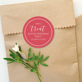 Einfaches Niedliches Party-Label für Rote Geburtst Runder Aufkleber