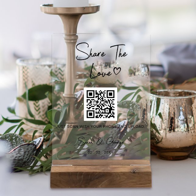 Einfaches Niedliches QR-Code-Foto Acrylschild (Simple Modern Cute QR Code Photo Sharing Acrylic Sign)